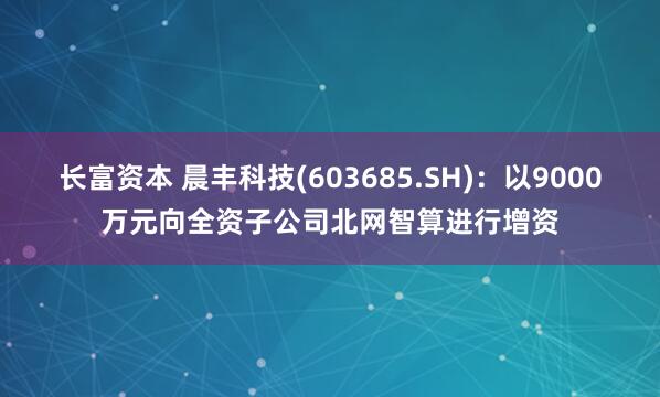 长富资本 晨丰科技(603685.SH)：以9000万元向全资子公司北网智算进行增资